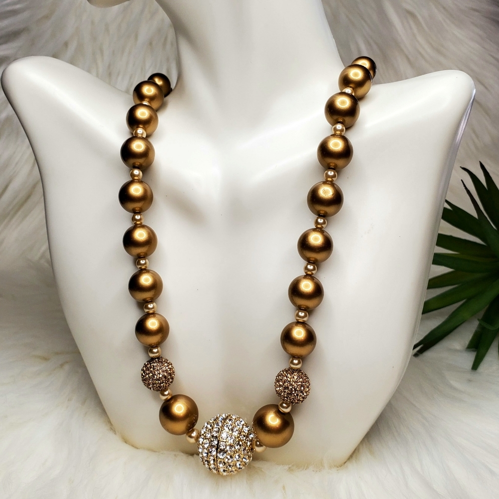Carolee Gold Pave Pearl Necklace